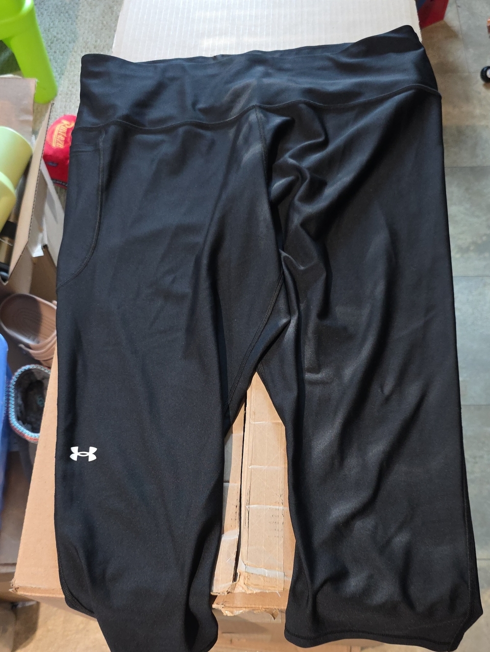 Under Armour Black Capri Performance Leggings with White Logo
